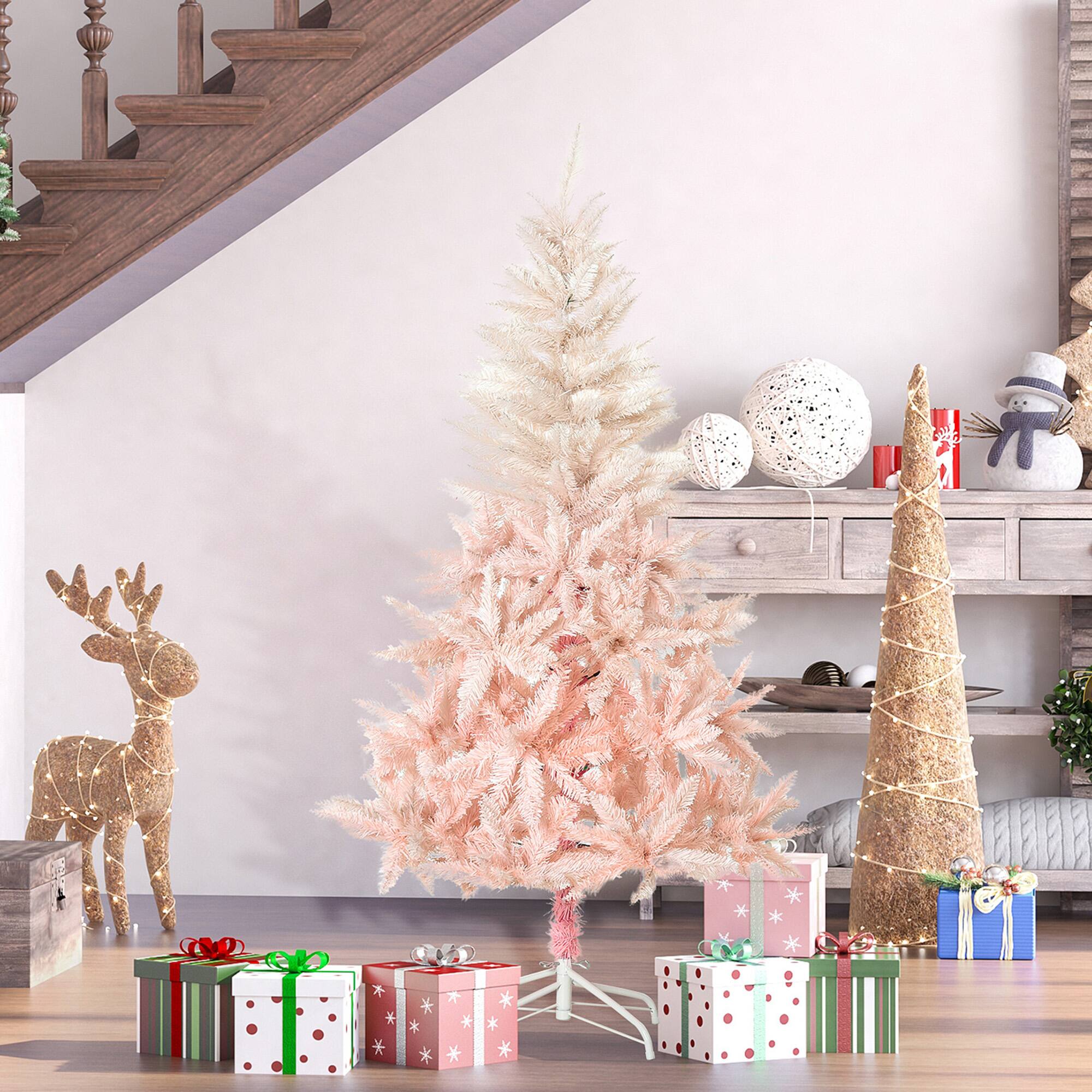 Alt View 1. Homcom - Unlit Spruce Artificial Christmas Tree with Realistic Branches and 450 Tips - Pink.