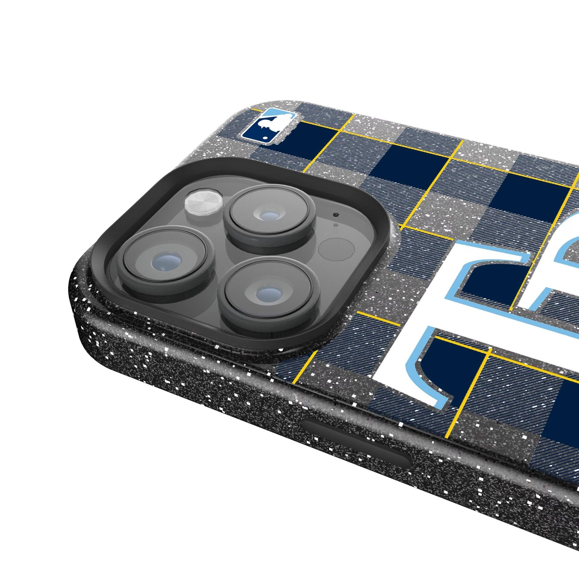 Alt View 3. Keyscaper - Tampa Bay Rays Plaid Bling iPhone Case - 14 - Black.