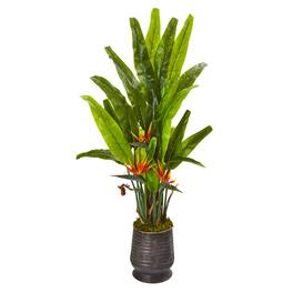 BreeBe - 62" Bird of Paradise Artificial Plant in Decorative Planter - Green