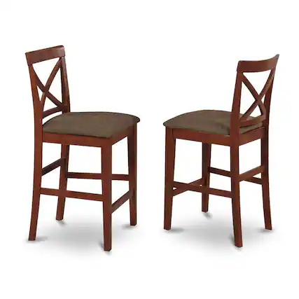 Front. East West Furniture - X-Back stool with upholstered seat in Dark Brown finish - Brown.