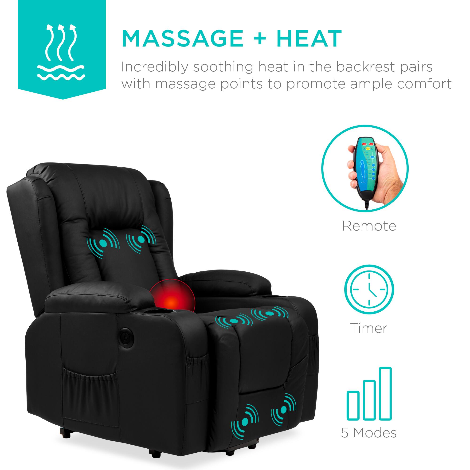 MASSAGE + HEAT

Incredibly soothing heat in the backrest pairs with massage points to promote ample comfort

Remote Timer 5 Modes