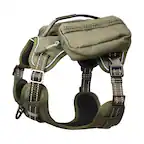 Front. PET MARVEL - PET MARVEL High-Perfomance Tactical Dog Harness with Backpack, No Pull Front Clip & Metal Buckles, Army Green M - Army Green.