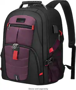 SaharaCase - Water Resistant Backpack with USB Charging port and fits up to 17.3" laptop - Black/Purple