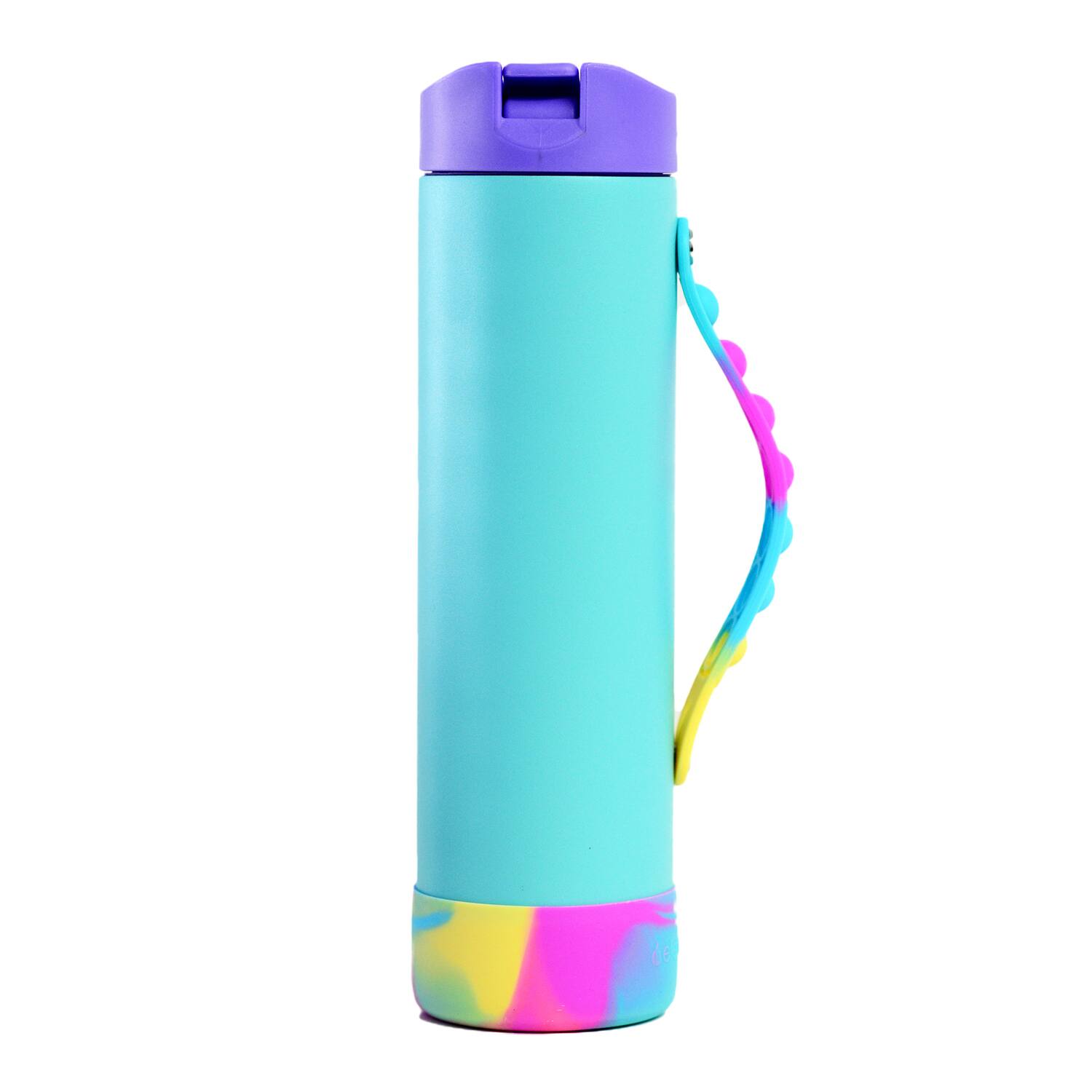 Alt View 4. Elemental - Iconic Pop Stainless Steel Fidget Water Bottle 20 Oz Flip-open Sports Cap - Blue Tie Dye.