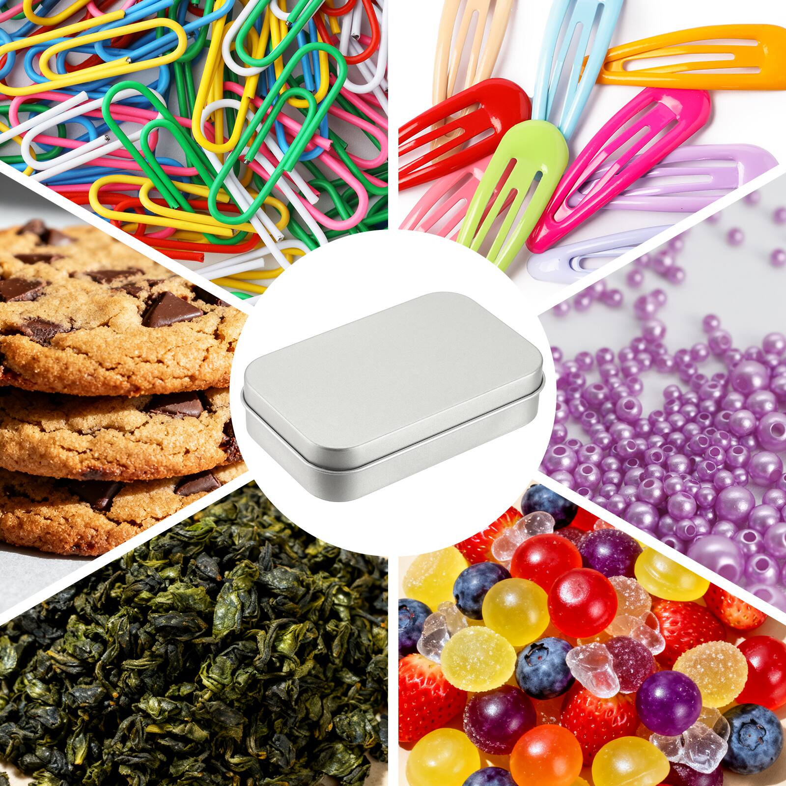 Alt View 5. Unique Bargains - Metal Tin Box with Lid Rectangular Empty Container for Home Organizer Gifts Crafts - Silver.