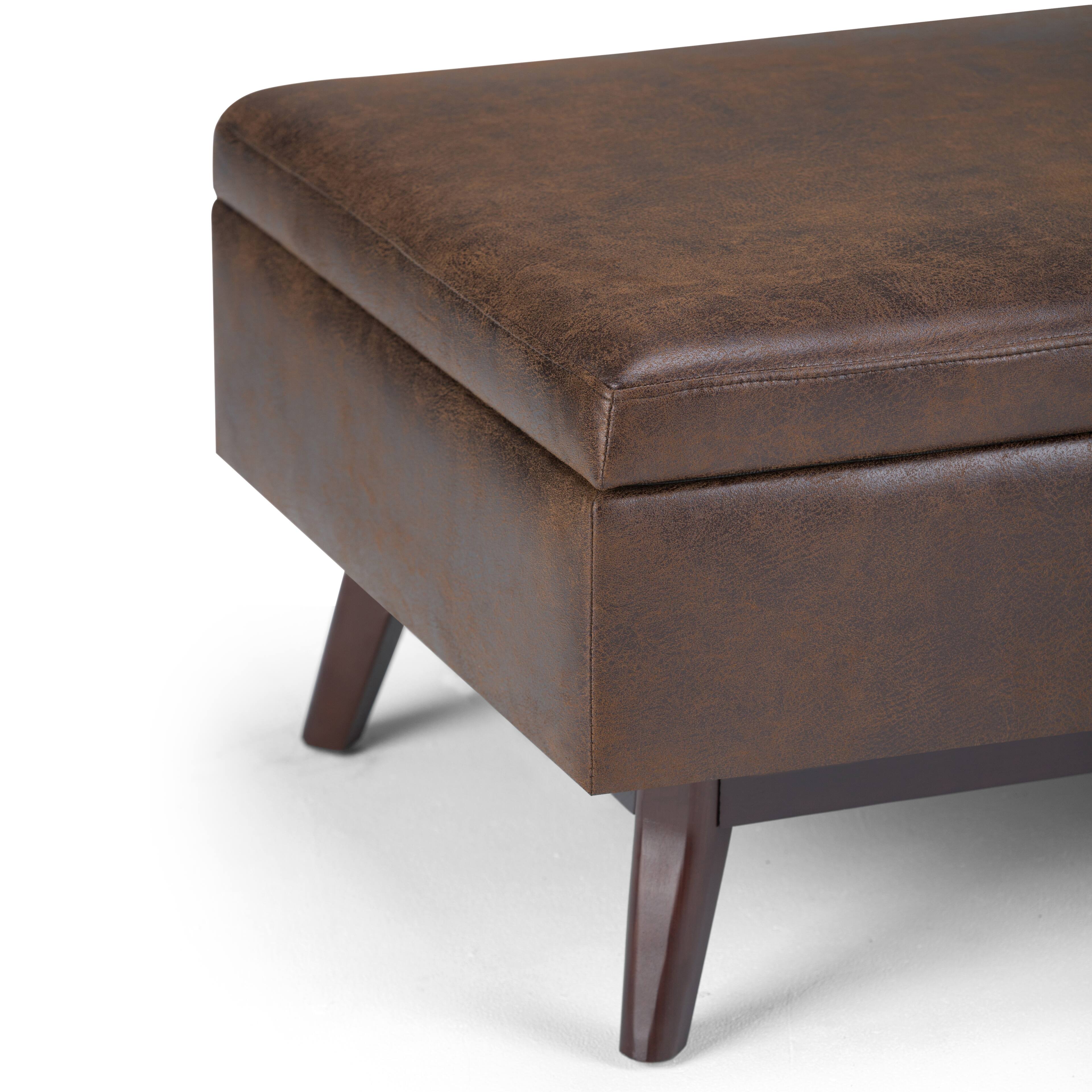 Alt View 13. Simpli Home - Owen 34 inch Wide Mid Century Modern Rectangle Coffee Table Storage Ottoman - Distressed Chestnut Brown.