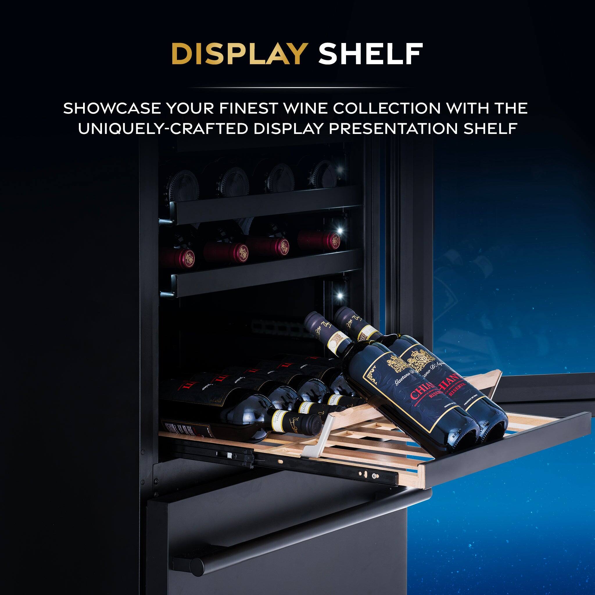 DISPLAY SHELF

SHOWCASE YOUR FINEST WINE COLLECTION WITH THE UNIQUELY-CRAFTED DISPLAY PRESENTATION SHELF