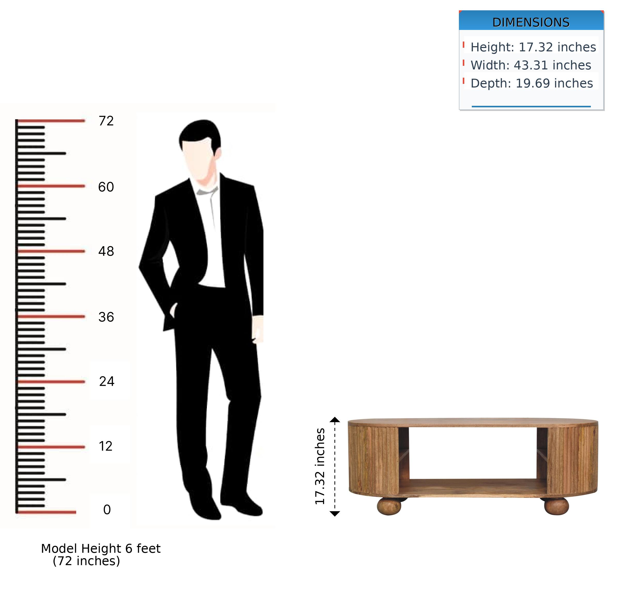 DIMENSIONS  
Height: 17.32 inches  
Width: 43.31 inches  
Depth: 19.69 inches  

Model Height 6 feet (72 inches)