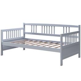 Pefilos - Twin Size Wooden Slats Daybed Bed with Rails, Modern Bed Frame for Teens - Gray