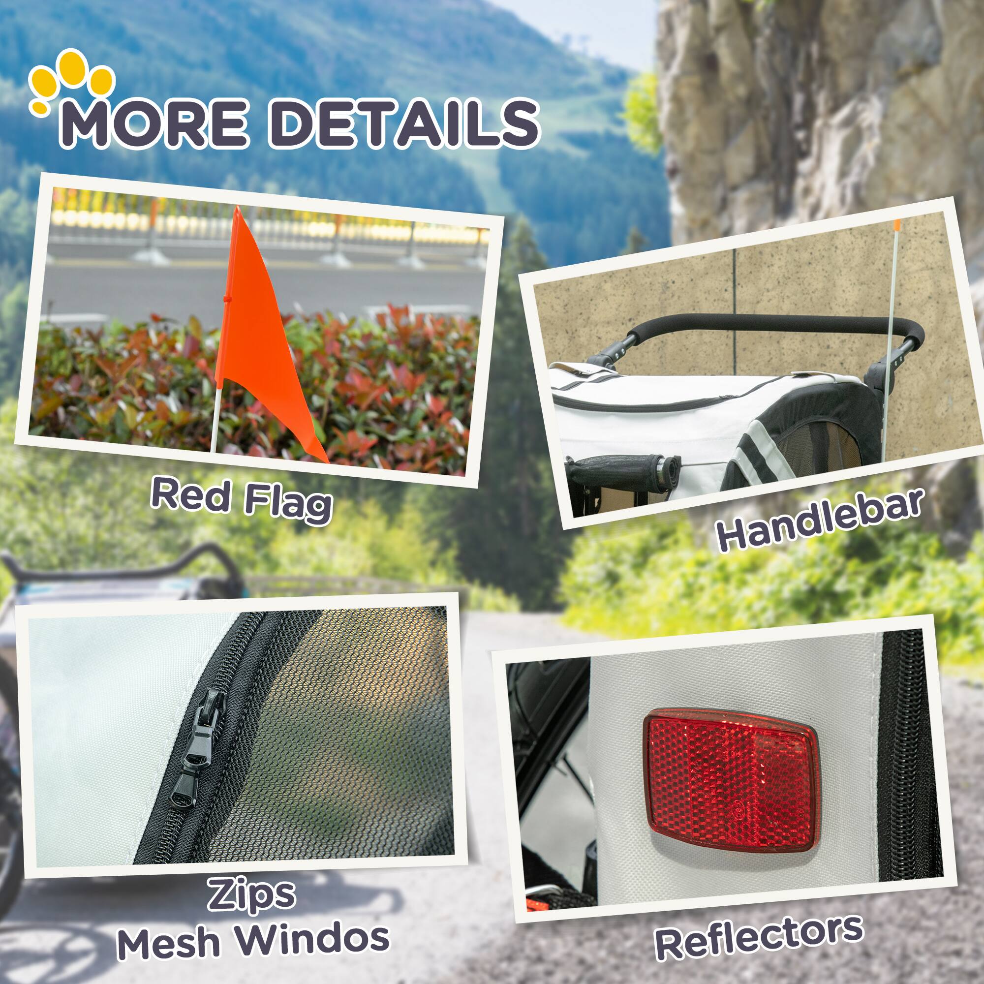 Alt View 5. Aosom - 2-in-1 Pet Bike Trailer for Small Dogs, Road-Visibility Dog Stroller Bicycle Carrier, Weather-Strong Bike Wagon Sidecar.