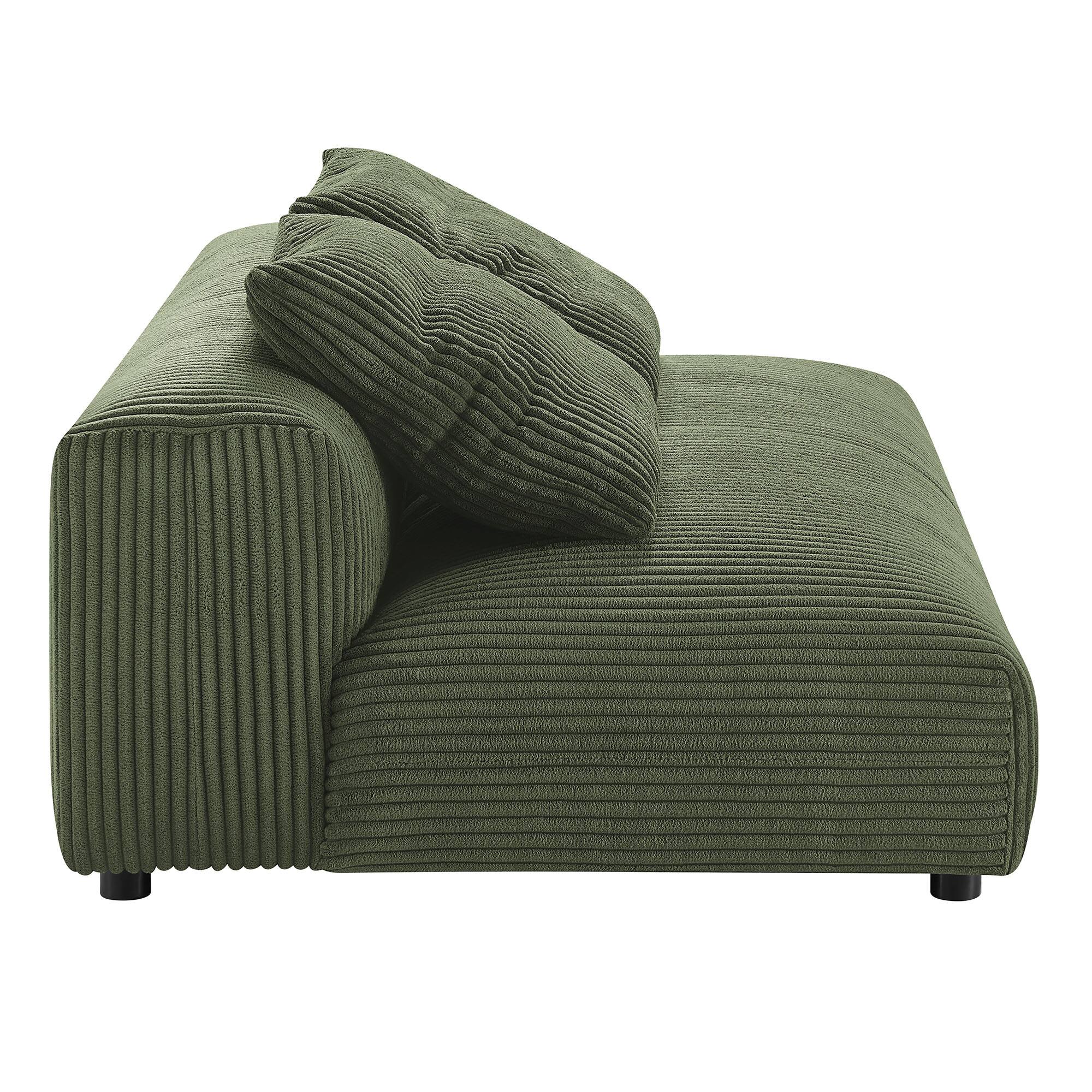 Alt View 4. Modway - Solace Modular Corduroy Upholstered Armless Loveseat and Ottoman Set by Modway - Fern.