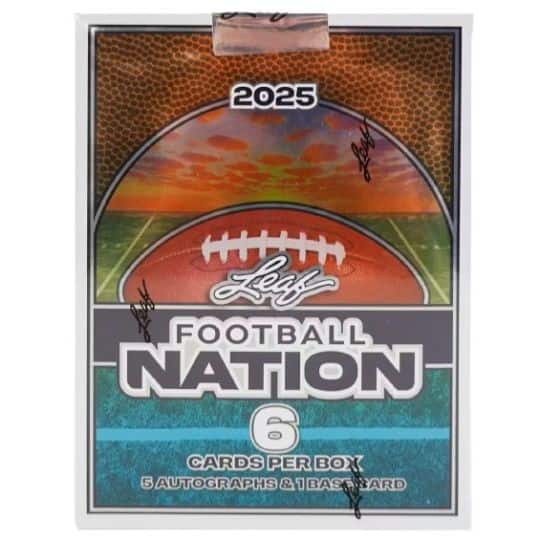 Leaf - 2025 Football Nation - HOBBY BOX [6 Cards Per Box - 5 Autographs & 1 Base Card]