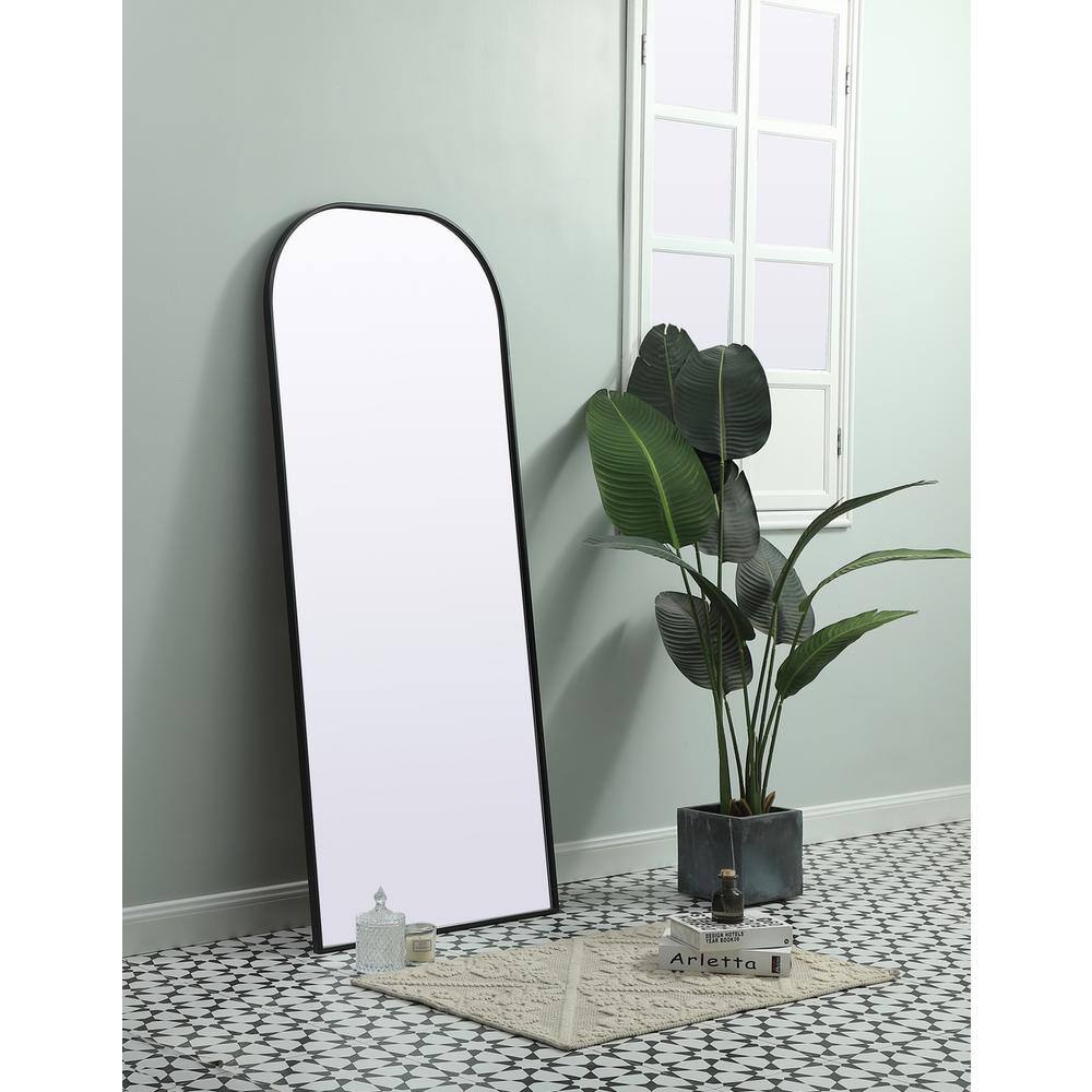 Alt View 3. Elegant Decor - Metal Frame Arch Full Length Mirror 28x66 Inch in Black - Black.