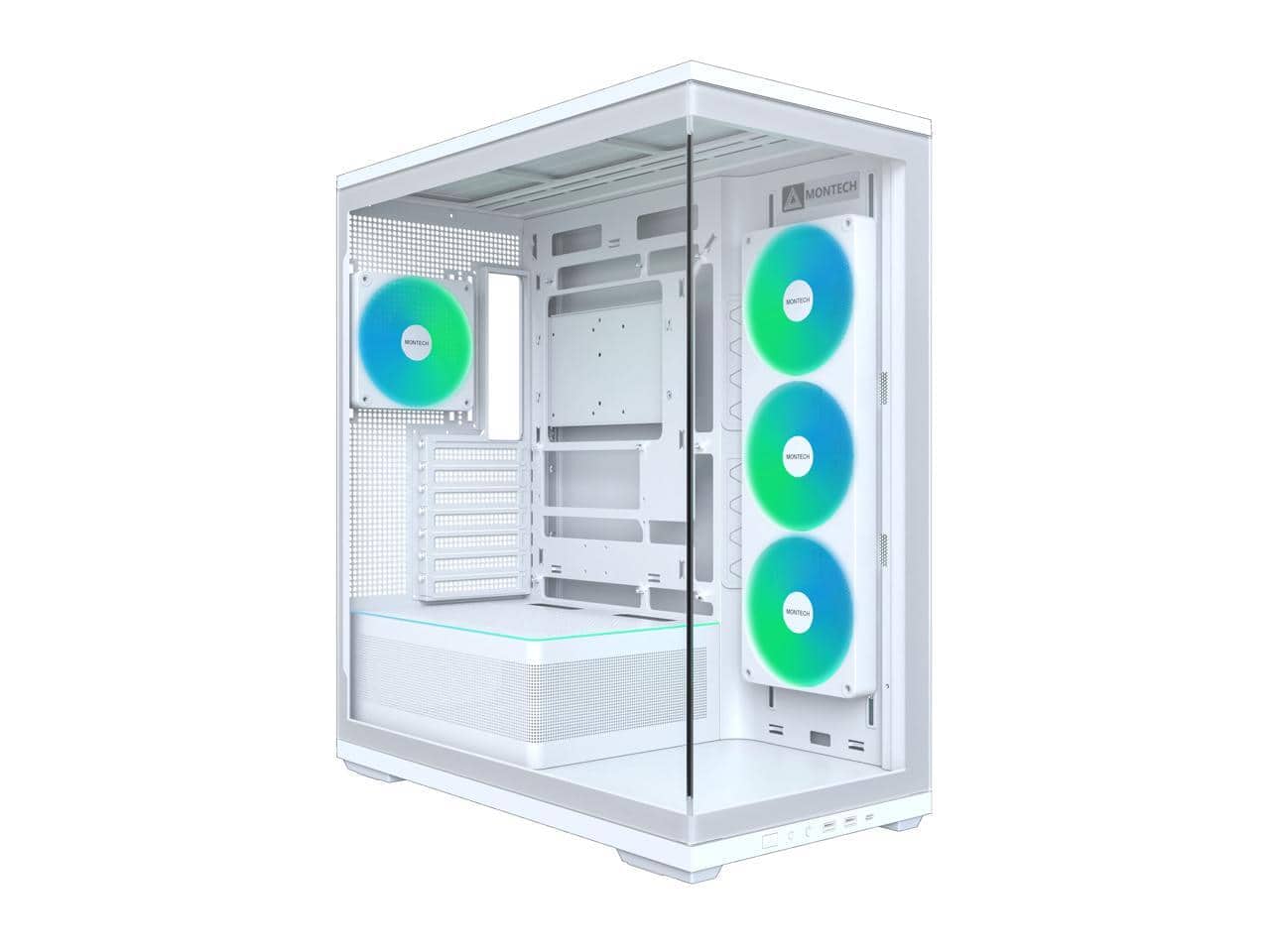 Montech - TG3 ATX Mid Tower, ARGB Fans & Strip, Tempered Glass, RTX 5090 Support - White