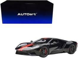 2017 Ford GT 1/18 Model Car by Autoart - Shadow Black With Orange Stripes