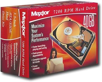 Angle Standard. Maxtor - 40.0GB Internal Hard Drive.