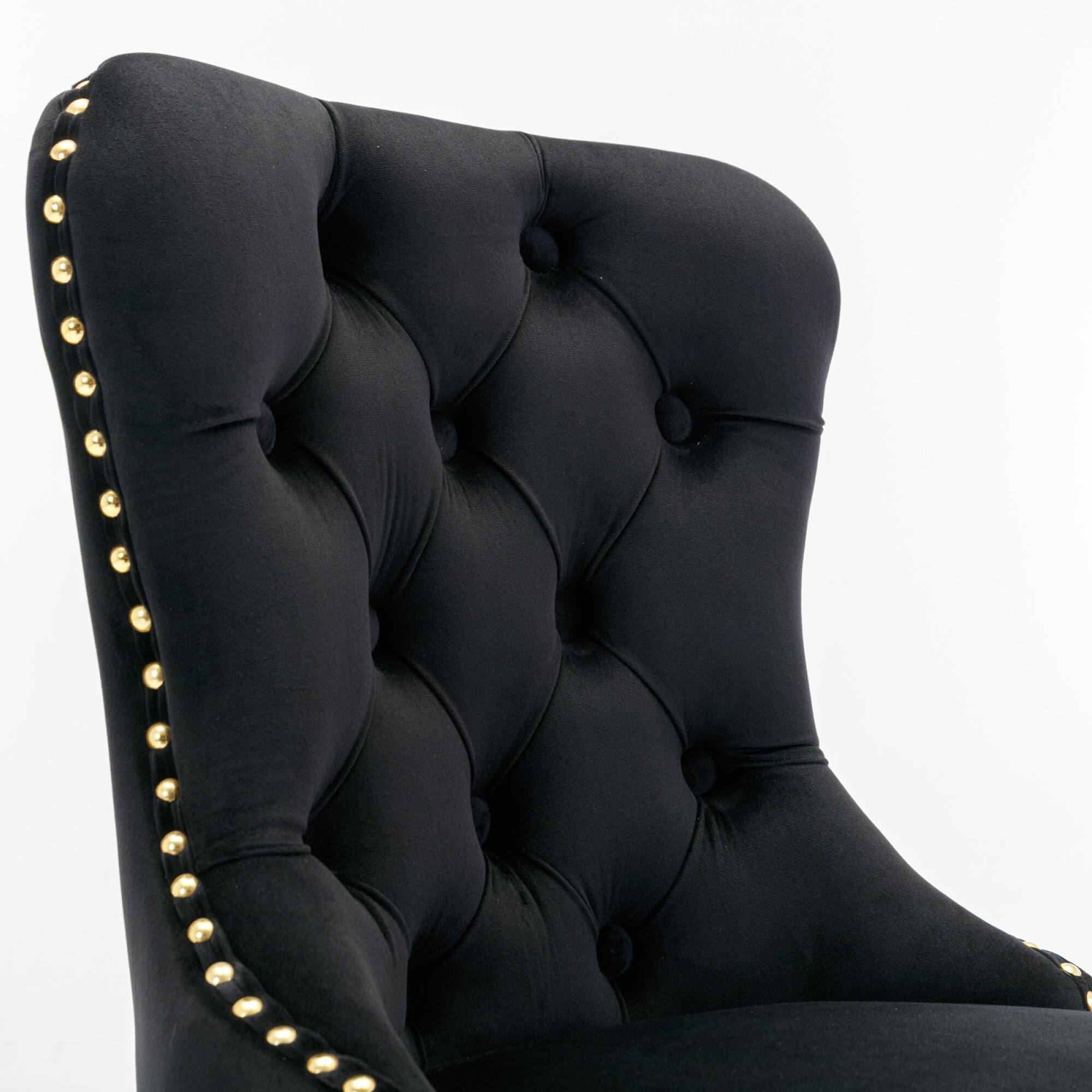 Alt View 4. GOODSILO - Luxury Swivel Velvet Barstools with Adjustable Height and Tufted Backrest for Home Kitchen and Pub - Black.