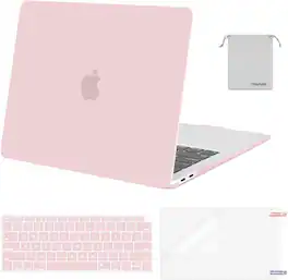 mosiso - 4IN1 Case Kit for MacBook Air 13 inch M1 A2337 A2179 A1932 2021-2018, Hard Shell&Keyboard Cover&Screen Protector&Pouch - Rose Quartz