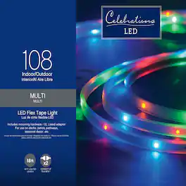 Celebrations - LED Multicolored 108 ct Rope Christmas Lights 18 ft.