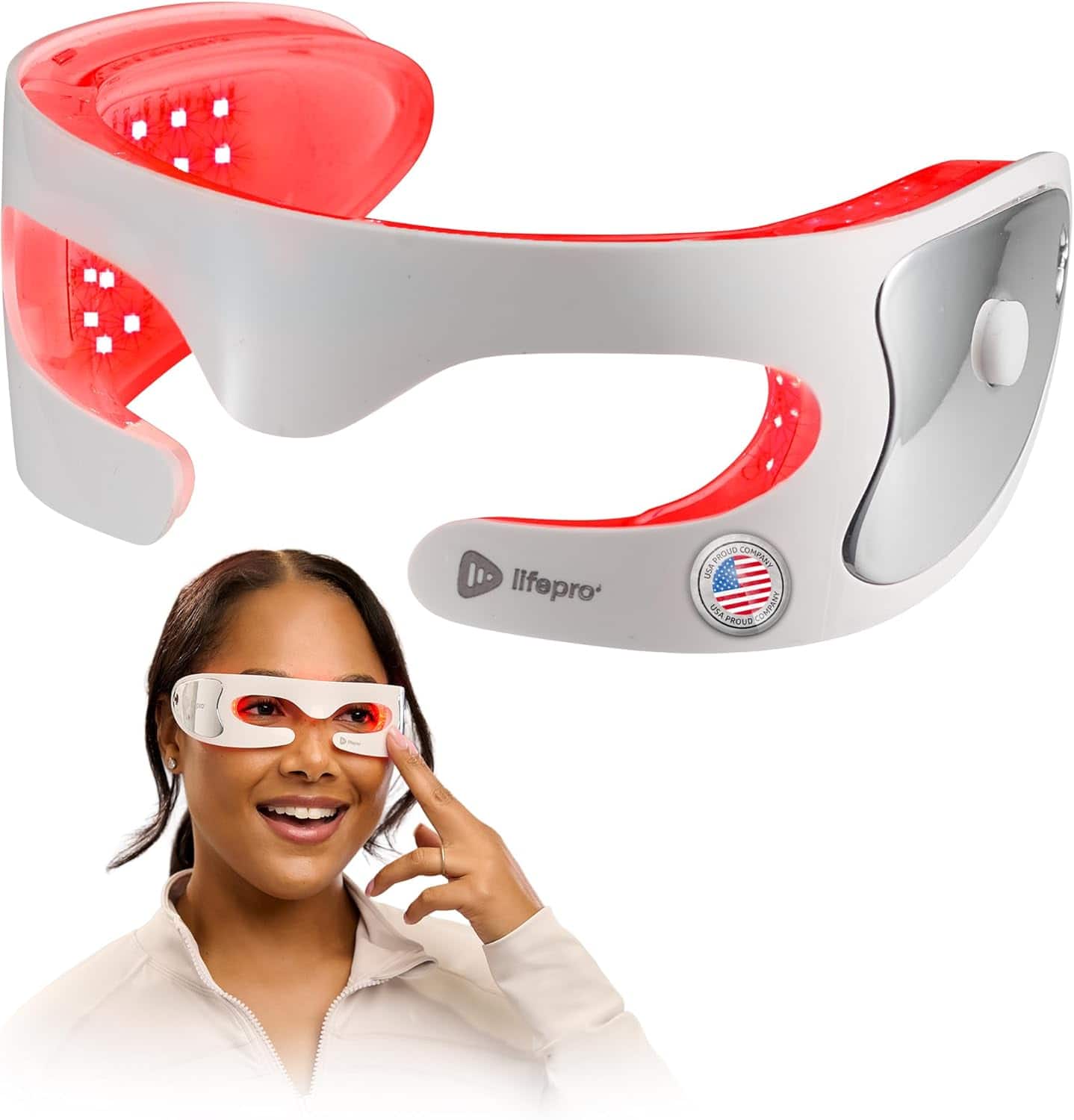 LifePro - Rejuvaglow Red Light Therapy Mask for Eyes - 3-Mode LED Under Eye Mask with Soothing Vibration