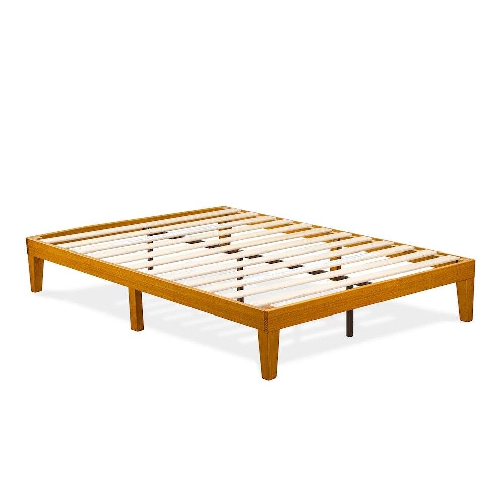 Angle. East West Furniture - Queen Size Bed Frame with 4 Hardwood Legs and 2 Extra Center Legs - Oak Finish - Oak.