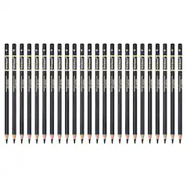 Unique Bargains - 24pcs Drawing Pencils, Medium Hard Refill Sketch Pencils, Graphite Art Pencil Set Pro Lead for Painting, Shading, Office - Black