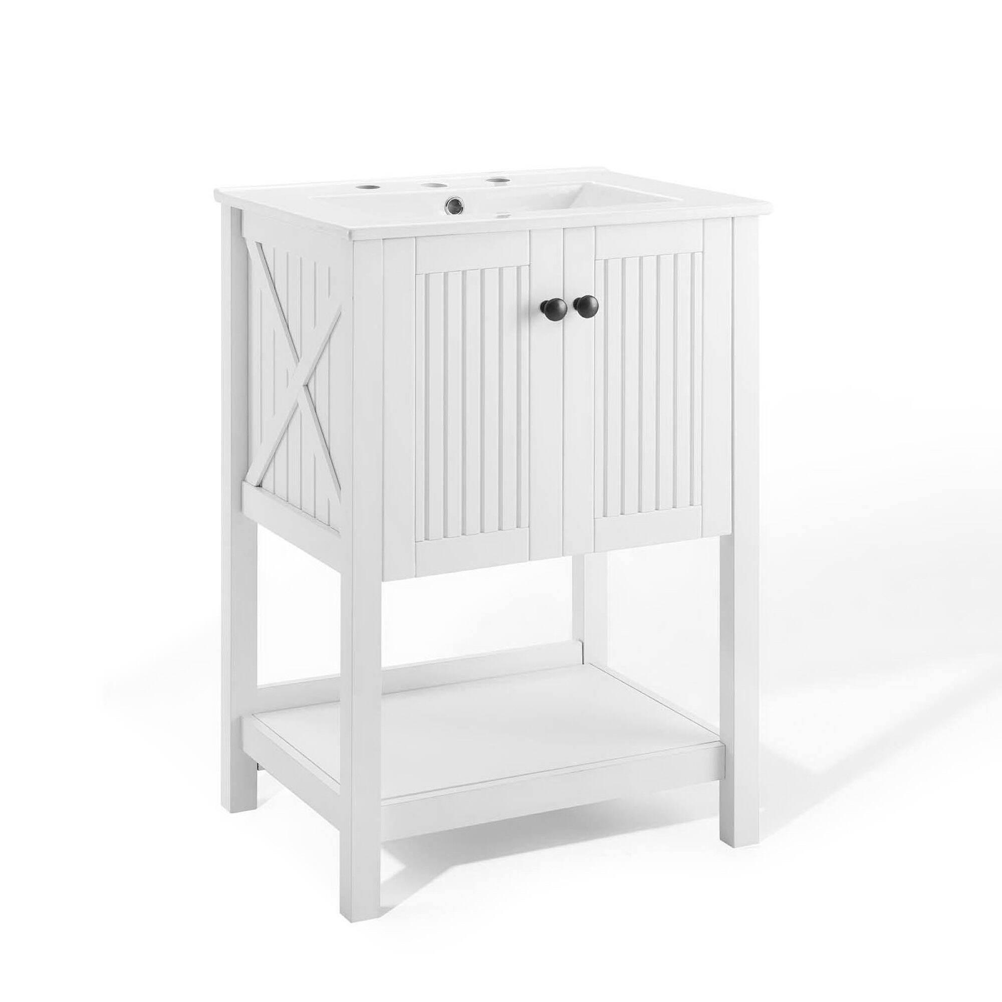 Angle. Modway - Steam Bathroom Vanity Basin Included - White White.