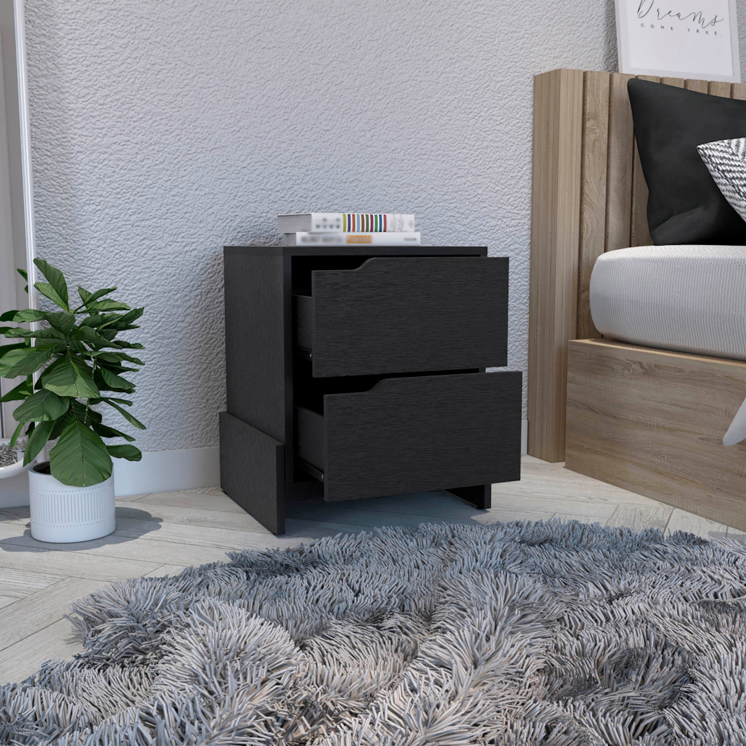 Alt View 1. Spaco - Spaco Nightstand with 2-Drawers, End Table with Sturdy Base for Bedroom - Black.