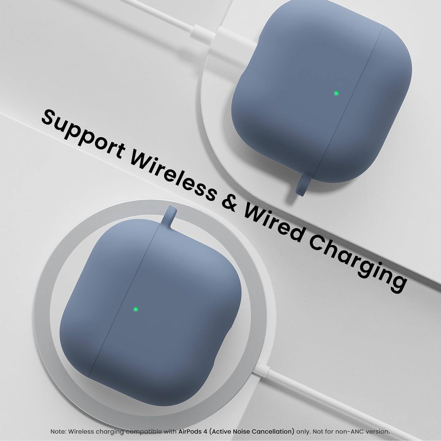 Support Wireless & Wired Charging

Note: Wireless charging compatible with AirPods 4 (Active Noise Cancellation) only. Not for non-ANC version.