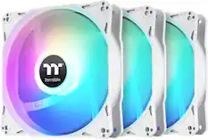 Front. Thermaltake - LE120 ARGB Sync 120mm PWM Computer Case Cooling Fan (3-Pack) - Snow.