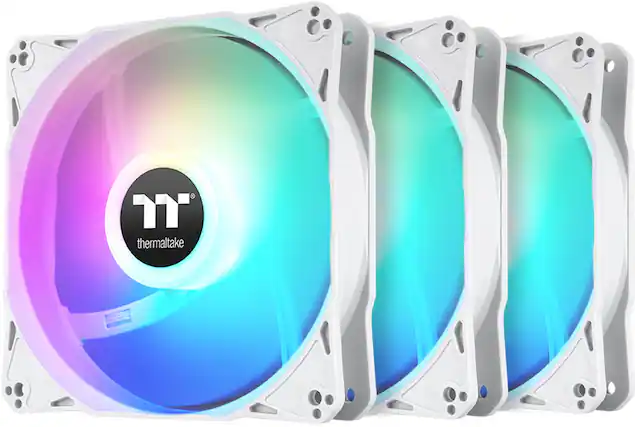 Front. Thermaltake - LE120 ARGB Sync 120mm PWM Computer Case Cooling Fan (3-Pack) - Snow.