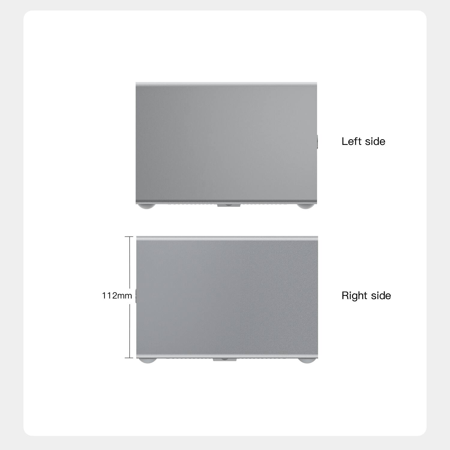 Left side 112mm  
Right side