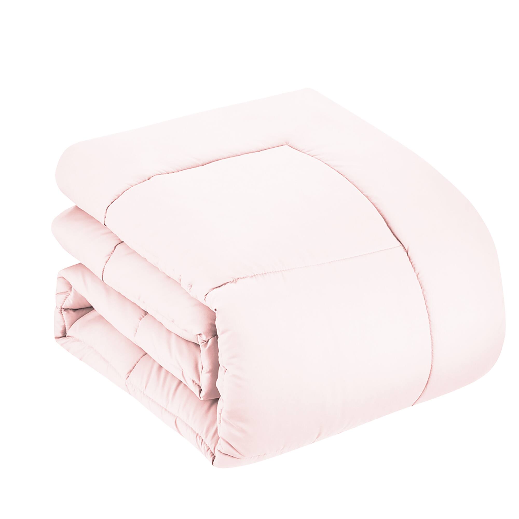 Left. Sweet Home Collection - Down Alternative Reversible All Season Solid Comforter, King - Pale Pink.