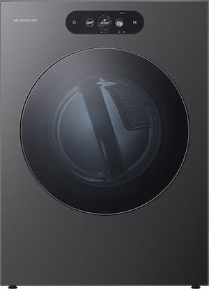 LG - SIGNATURE 9.0 Cu. Ft. Stackable Smart Gas Dryer with Steam and AI Sensor Dry - Brushed Black Steel