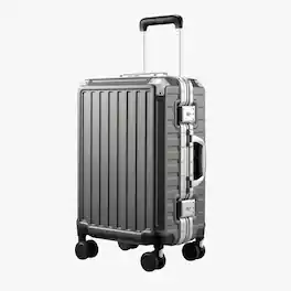 LUGGEX - Carry On Aluminum Frame Zipperless Polycarbonate Spinner Hard Shell Suitcase - ZX-Core - Charcoal Metallic