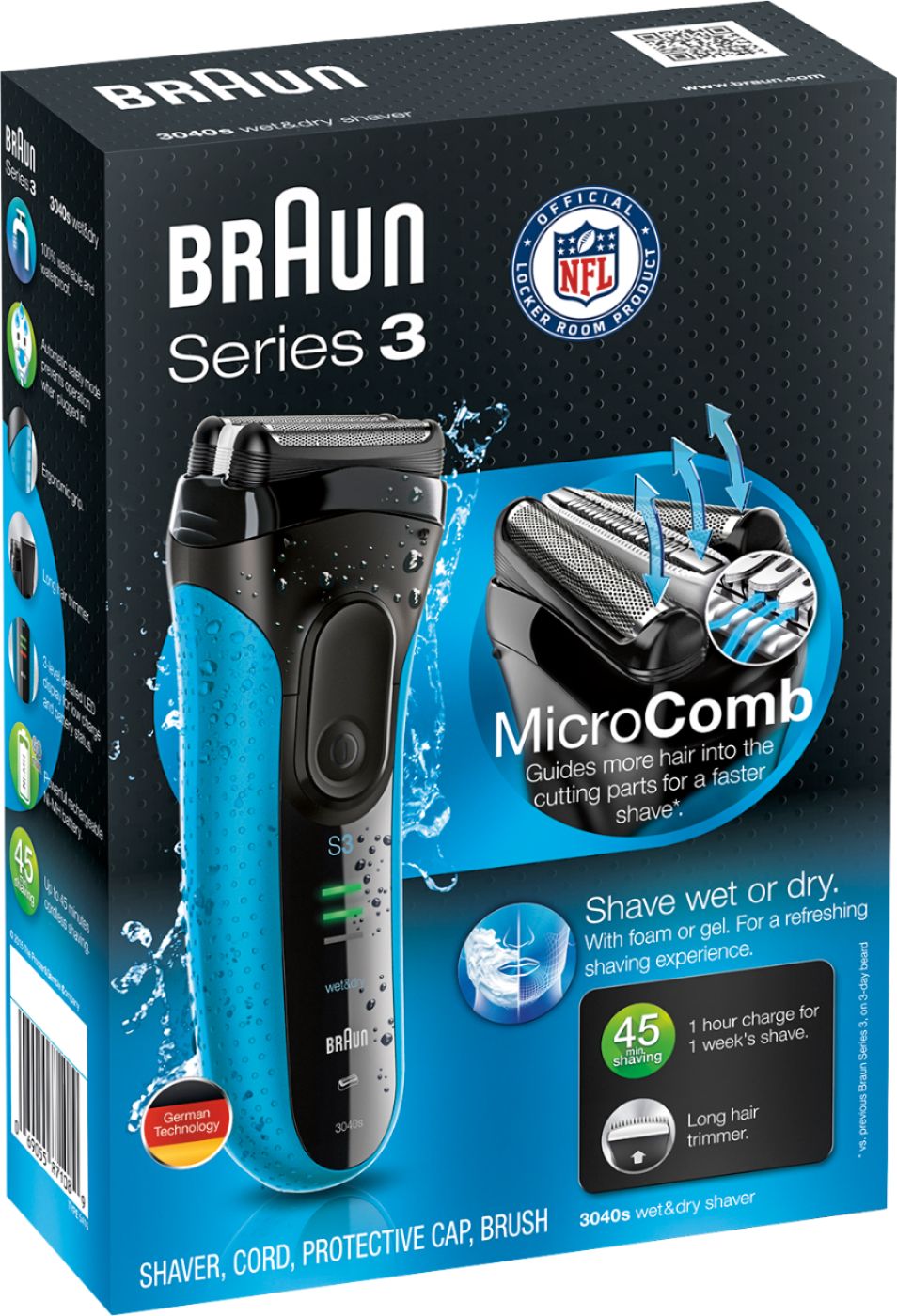 Best Buy: Braun Series 3 Wet/Dry Electric Shaver Blue 3040S