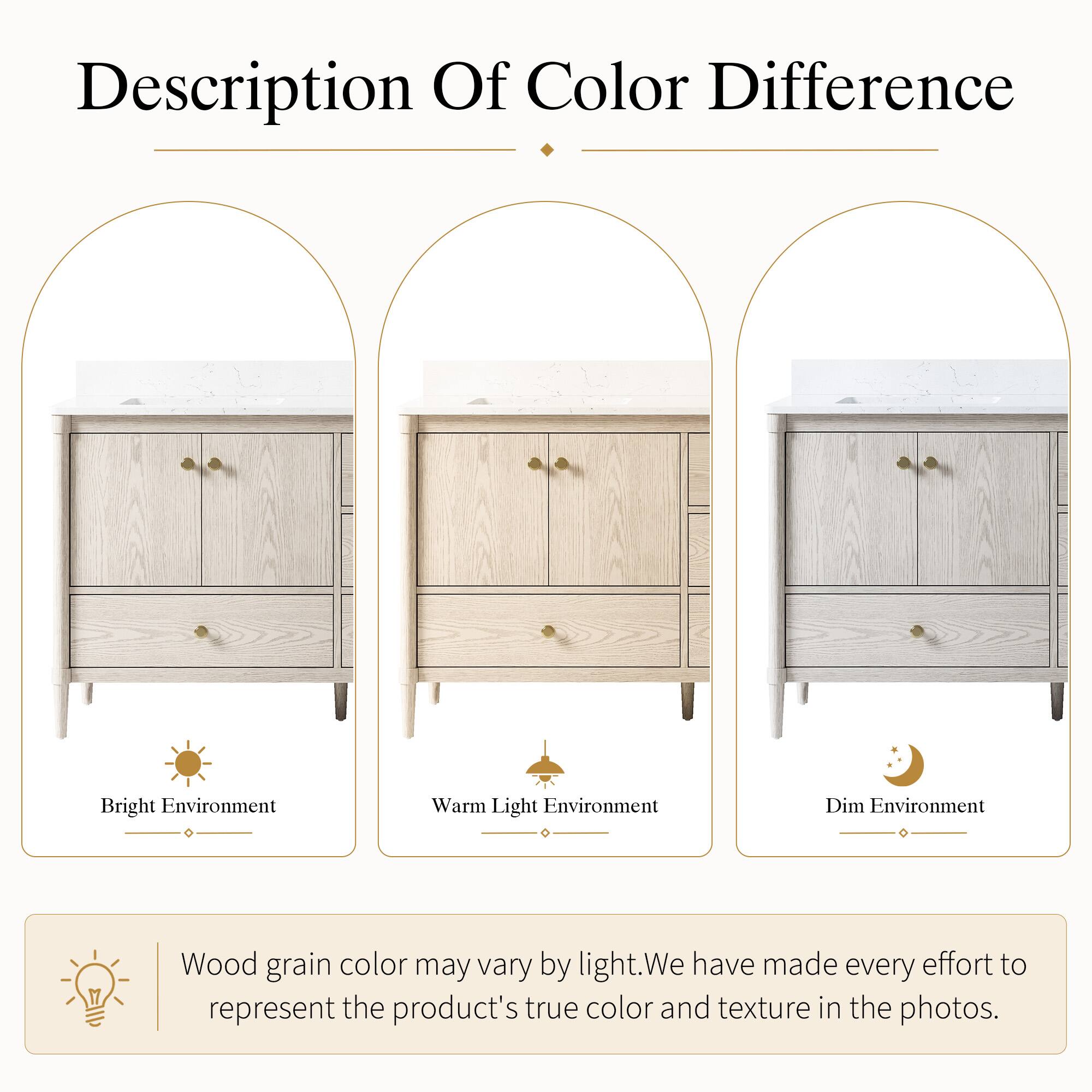 Description Of Color Difference

Bright Environment Warm Light Environment Dim Environment

Wood grain color may vary by light. We have made every effort to represent the product's true color and texture in the photos.