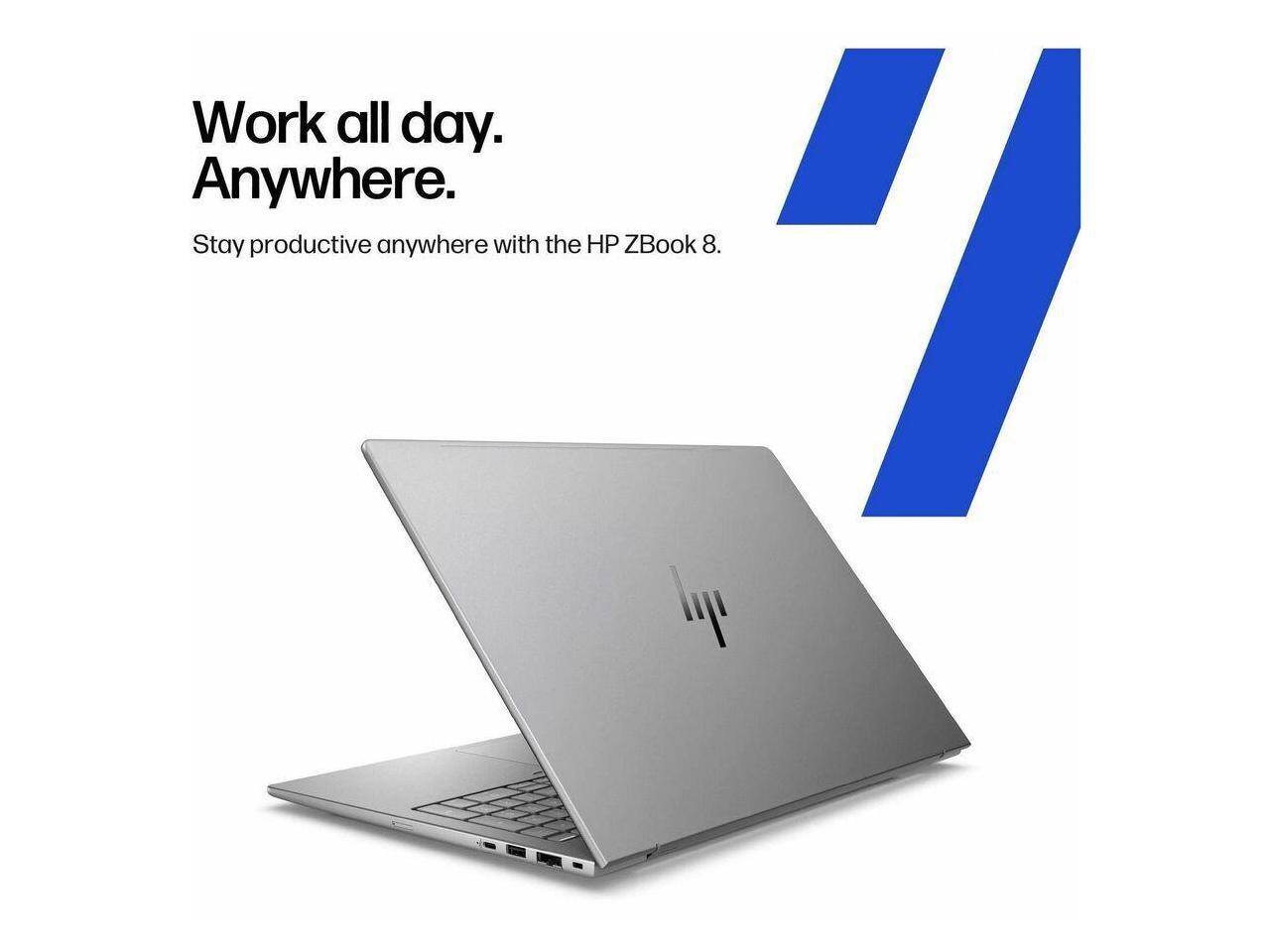 Work all day.  
Anywhere.  
Stay productive anywhere with the HP ZBook 8.