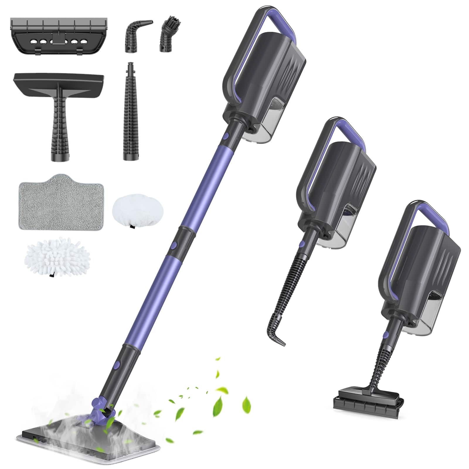 Teendow - Steam Mop with Upgraded Aluminum Pole, Fast-Heating Powerful Steam Cleaner for Hardwood, Tile & Sealed Floors - Purple
