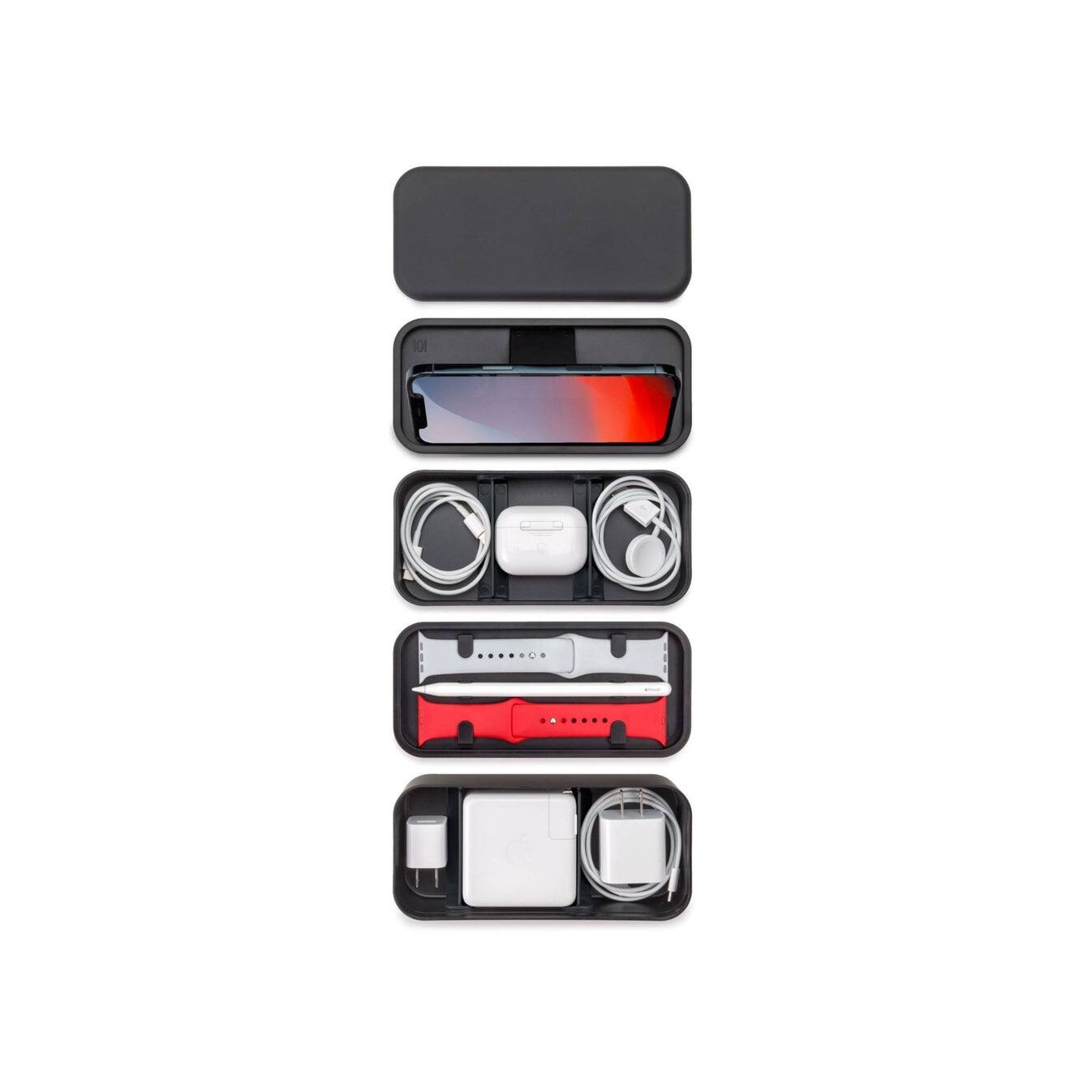 Left. Function 101 - BentoStack Tech Accessory Organizer Black - Gray.