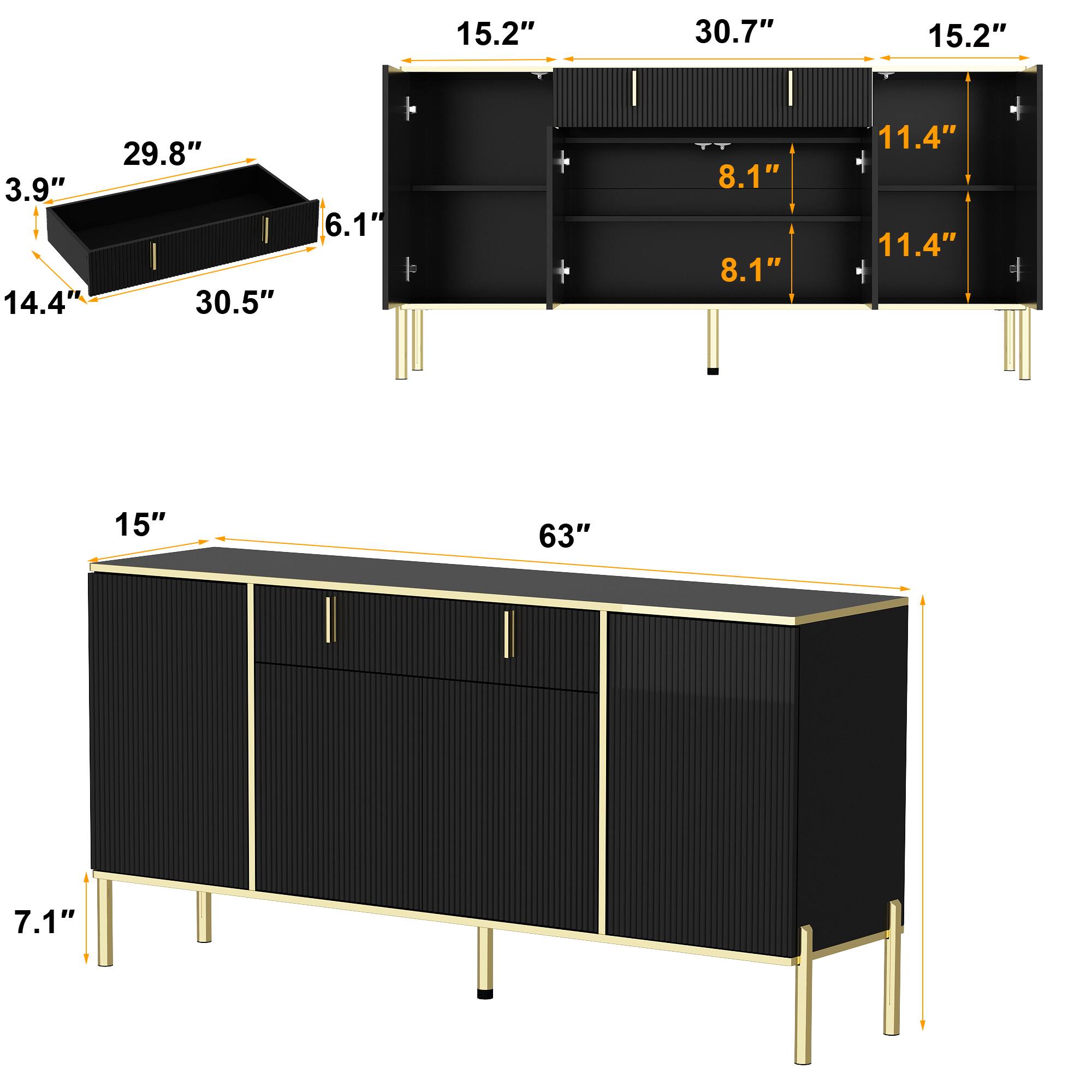 15.2" 30.7" 15.2" 29.8" 3.9" 14.4" 30.5" 6.1" 15" 63" 7.1" 8.1" 8.1" 11.4" 11.4"