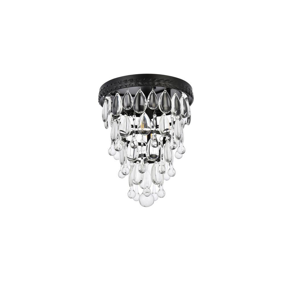 Back. Elegant Lighting - Nordic 1 light black flush mount - Black And Clear.