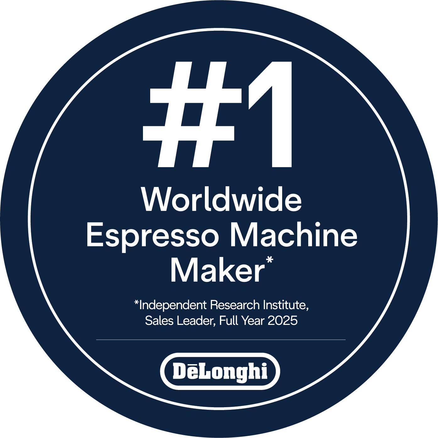 #1 Worldwide Espresso Machine Maker*  
*Independent Research Institute, Sales Leader, Full Year 2025  
DeLonghi