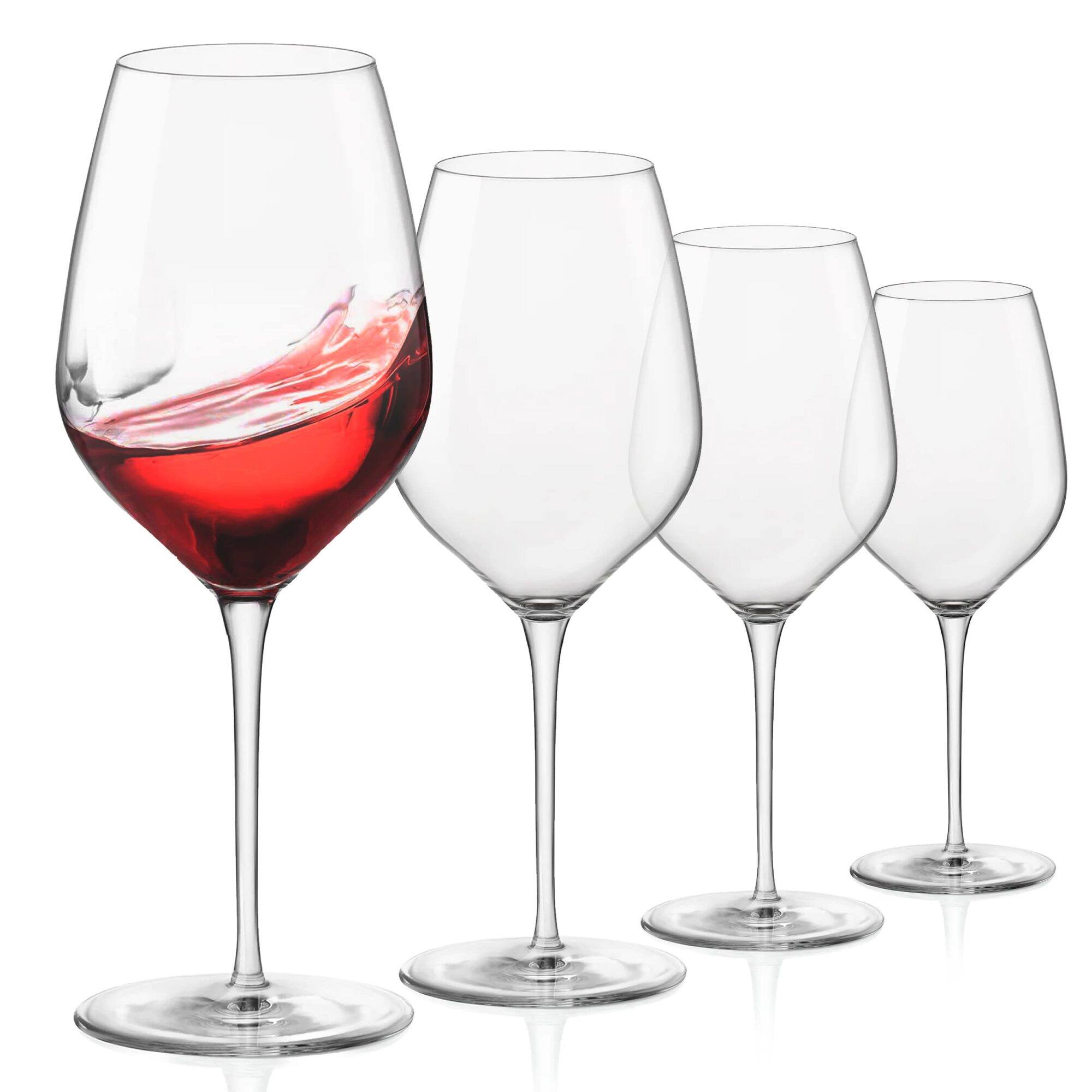Front. Bormioli Rocco - Bormioli Rocco InAlto Tre Sensi Large Wine Glasses Set of 4, 18.5 Oz Lead-Free Crystal - Clear.
