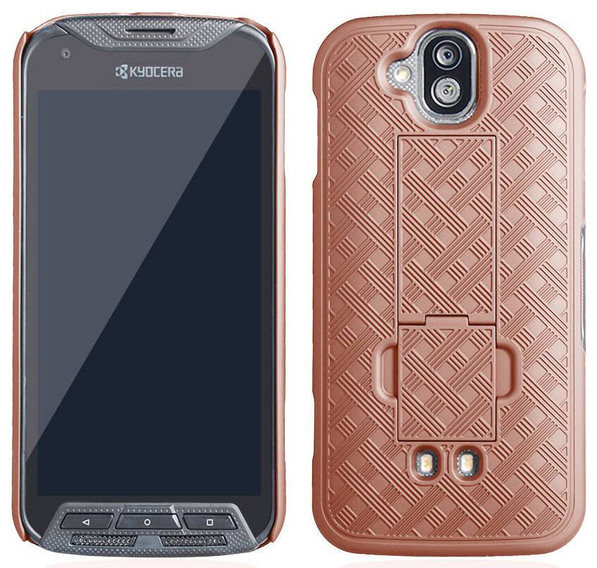 Alt View 4. Nakedcellphone - Slim Case for Kyocera DuraForce Pro Phone (with Kickstand) - Rose Gold.