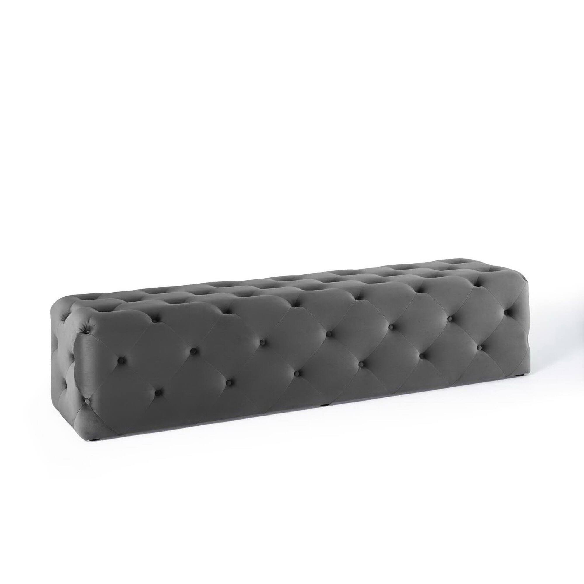 Amour 72" Tufted Button Entryway Performance Velvet Bench by Modway - Gray