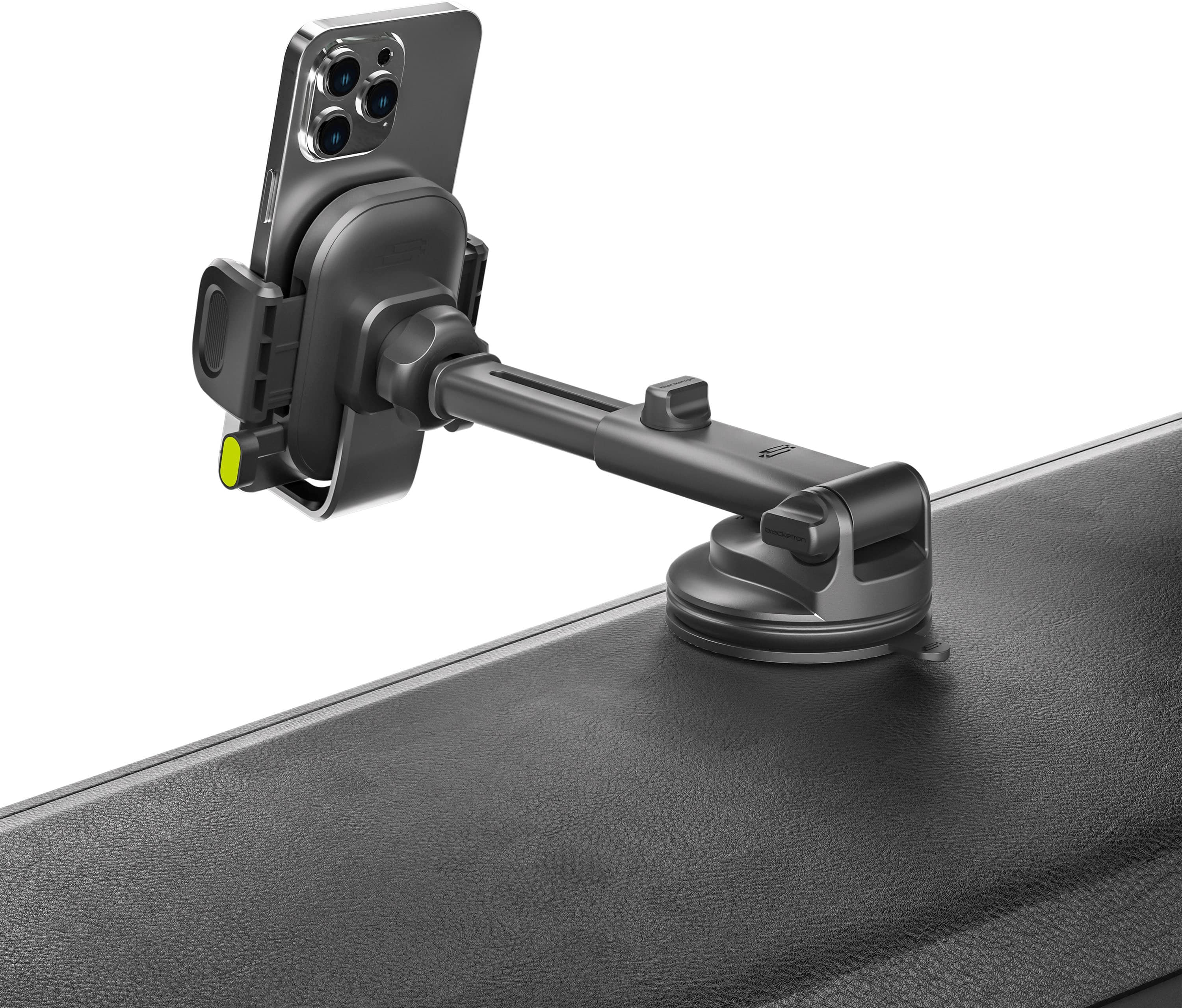 Angle. Bracketron - OneClick Ext Window, Dash & Vent Mount for most cell phones - Black.