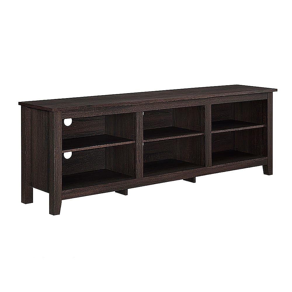 Front. Walker Edison - Modern 70" Open 6 Cubby Storage TV Stand for TVs up to 80" - Espresso.