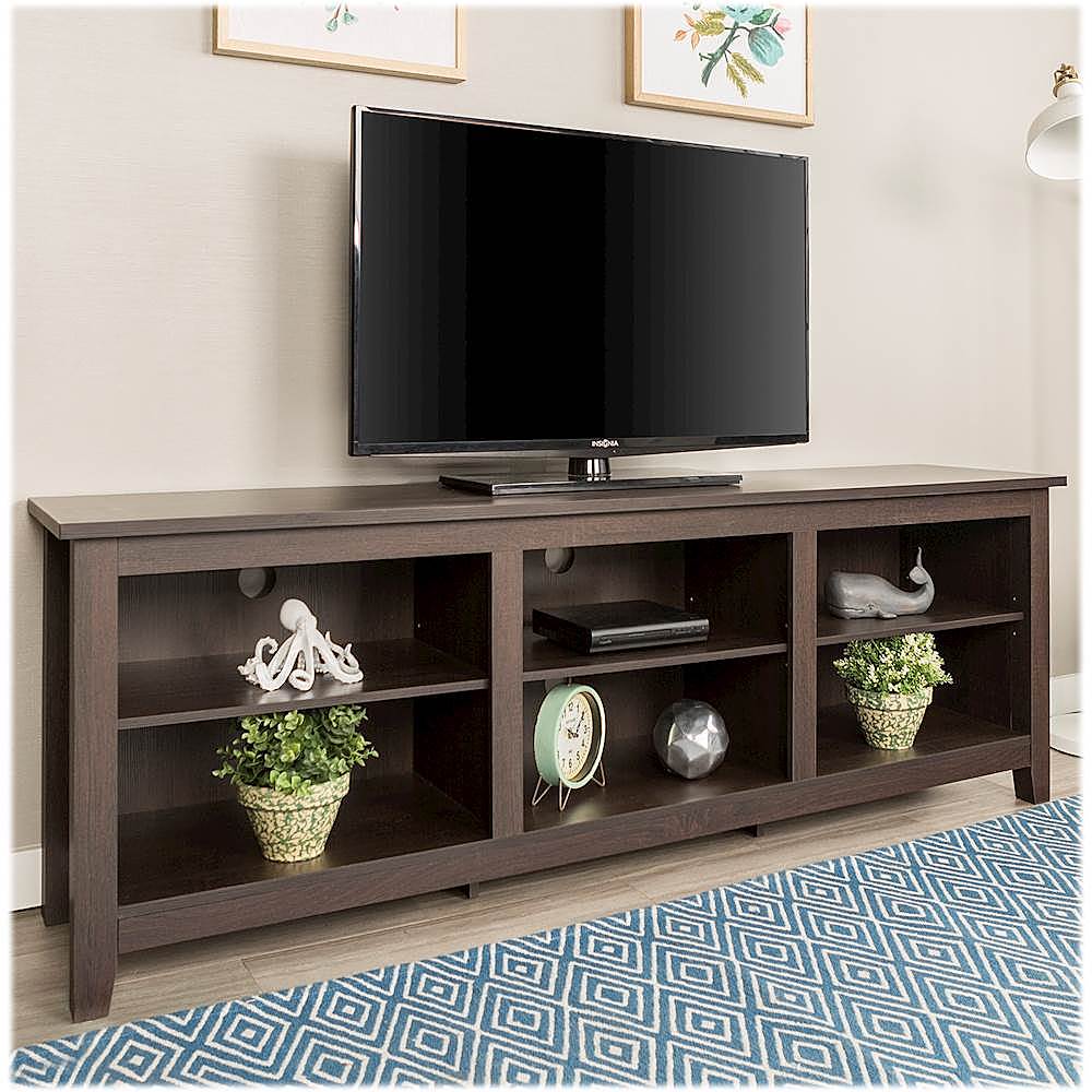 Alt View 13. Walker Edison - Modern 70" Open 6 Cubby Storage TV Stand for TVs up to 80" - Espresso.