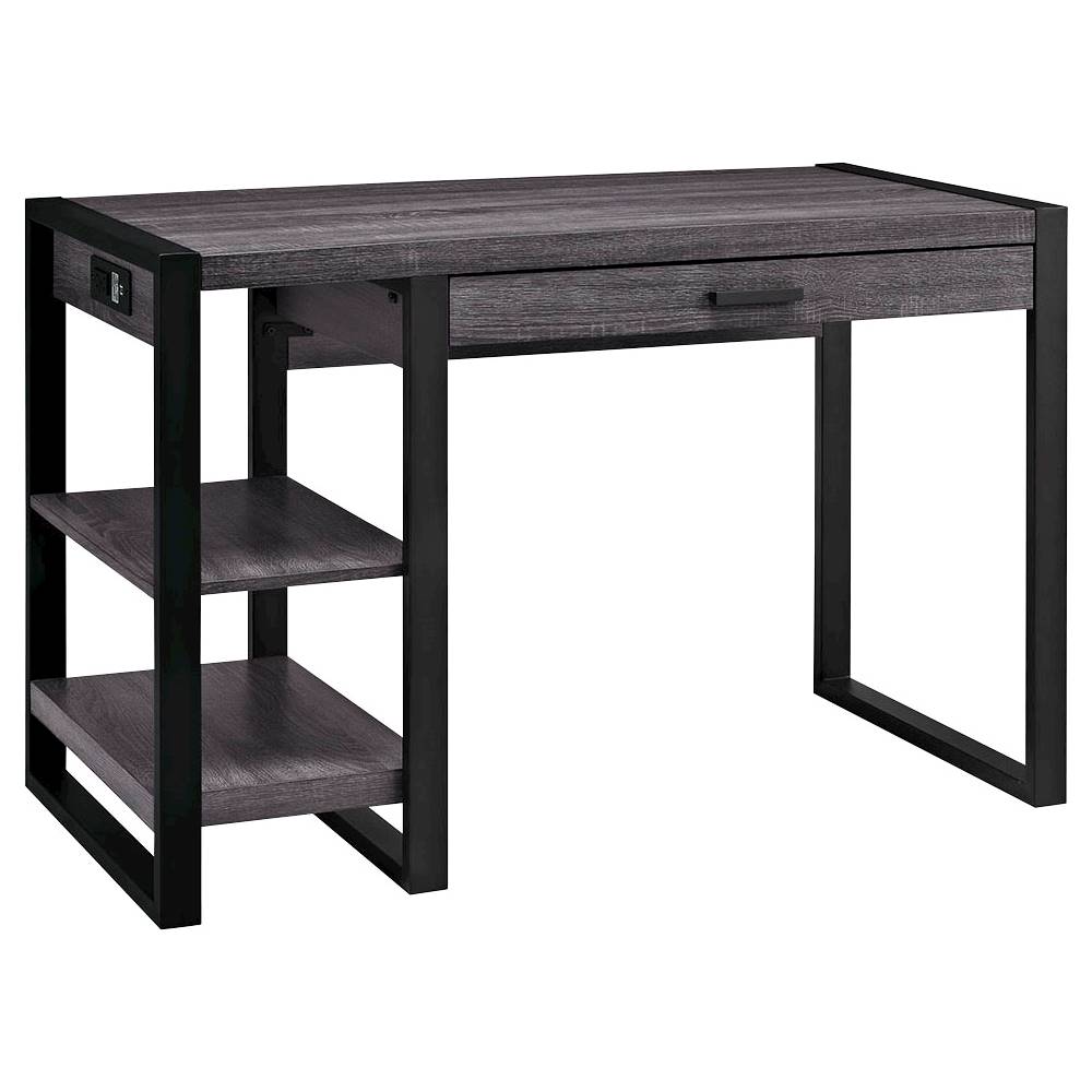 Angle View: Walker Edison - 48" Modern Industrial USB Power Computer Desk - Charcoal